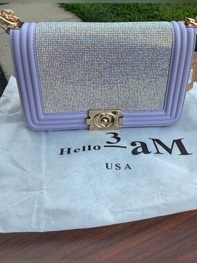 NWT Hello 3AM Lavender AB Rhinestone Crossbody Purse